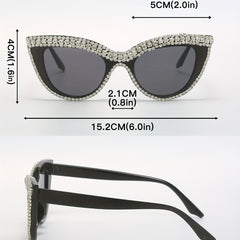 Sparkling Rhinestone Cat Eye Sunglasses UV400