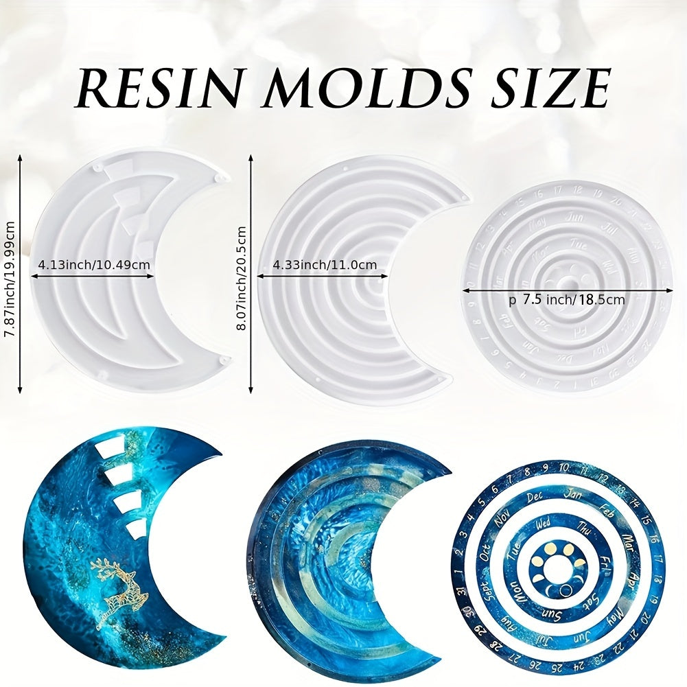 Moon Perpetual Calendar Resin Molds Set