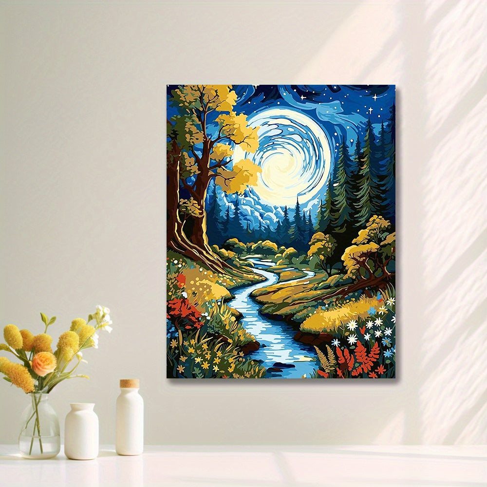 2pcs River Landscape Canvas Art Prints - Sunset & Moonlit Night