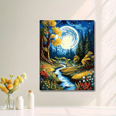 2pcs River Landscape Canvas Art Prints - Sunset & Moonlit Night