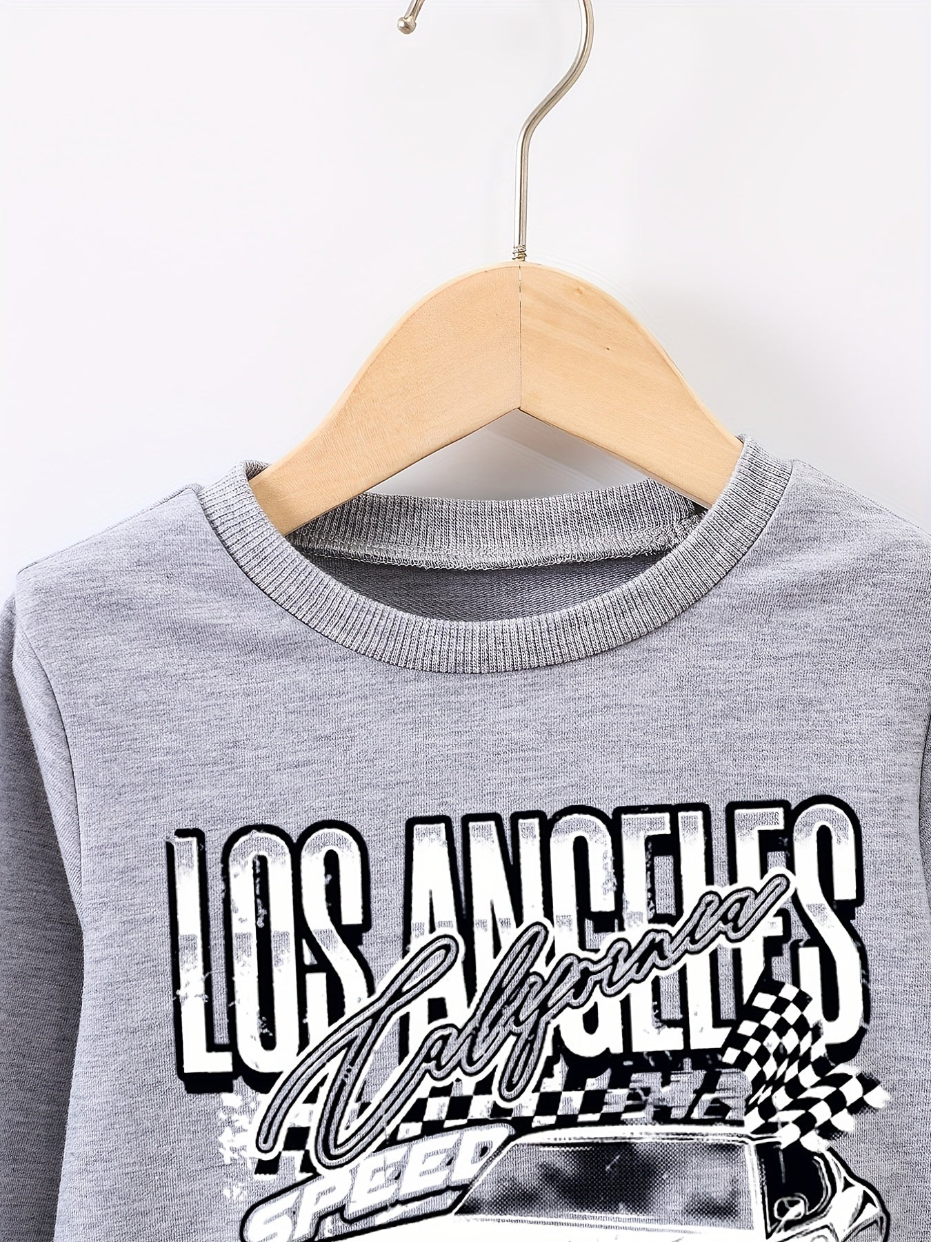 Boys Racing Car Print Sweatshirt Long Sleeve Crew Neck Tops