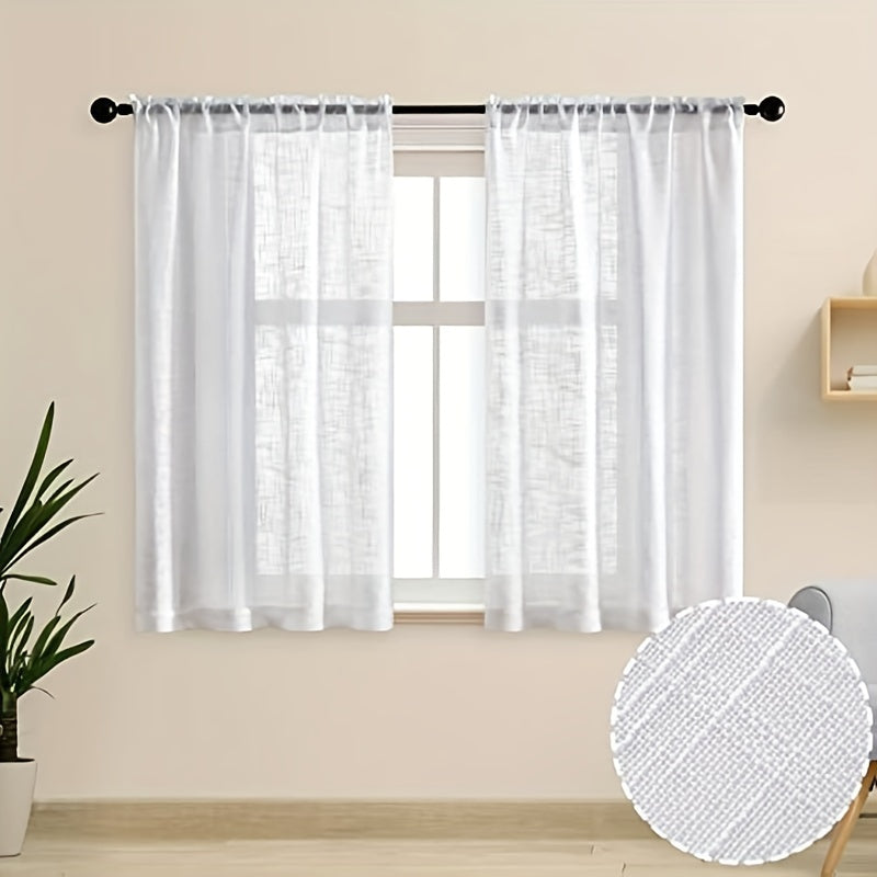 1panel Sheer Curtain Semi Privacy Faux Linen Curtains