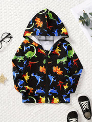 Dinosaur Boys Zip Up Hoodie with Pockets