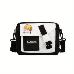 Letter Patch Bag Small Square Shoulder Bag With Pin