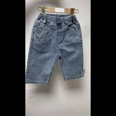 Boys Denim Jeans Cropped Pants with Pockets for Spring and Summer