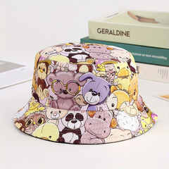 Kids Animal Pattern Reversible Sun Hat for Outdoor Travel