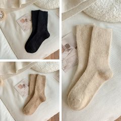 6 Pairs Thick & Warm Winter Socks Knit Style Cotton Blend Crew Length