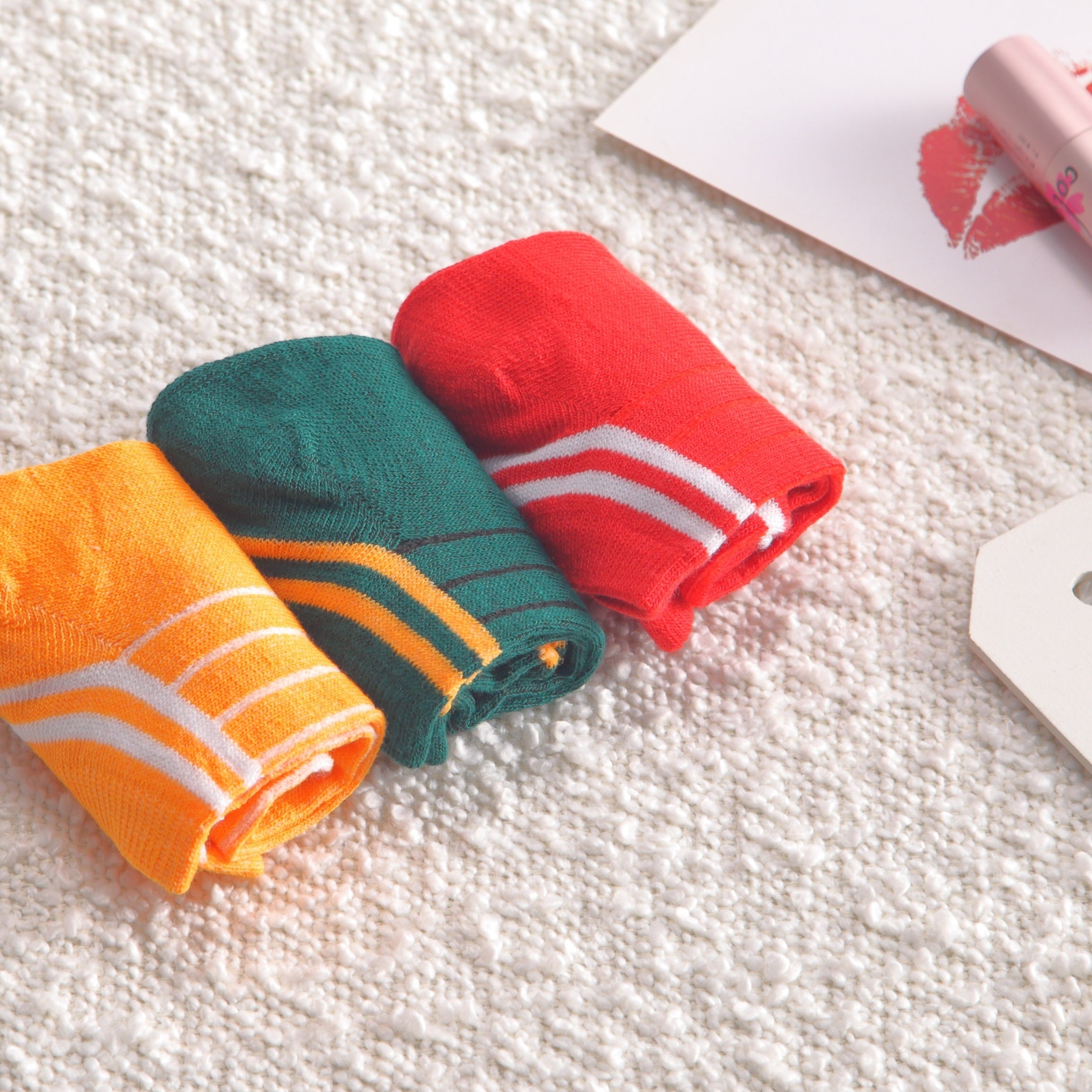 5 Pairs Striped Ankle Socks Lightweight Women's Stockings