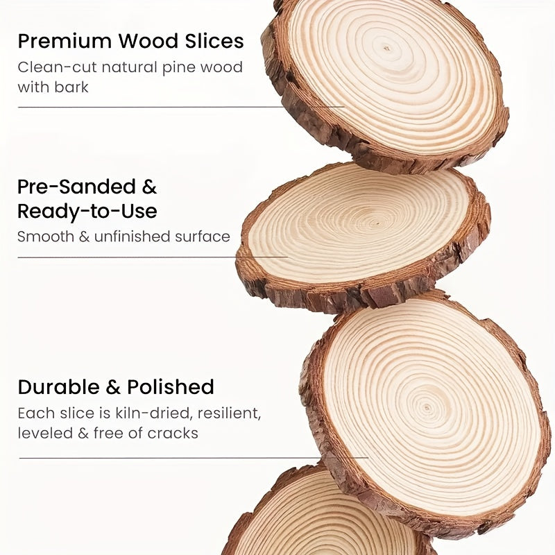 4pcs Natural Wooden Slices Round Wood Circles Tree Slices for DIY Crafts