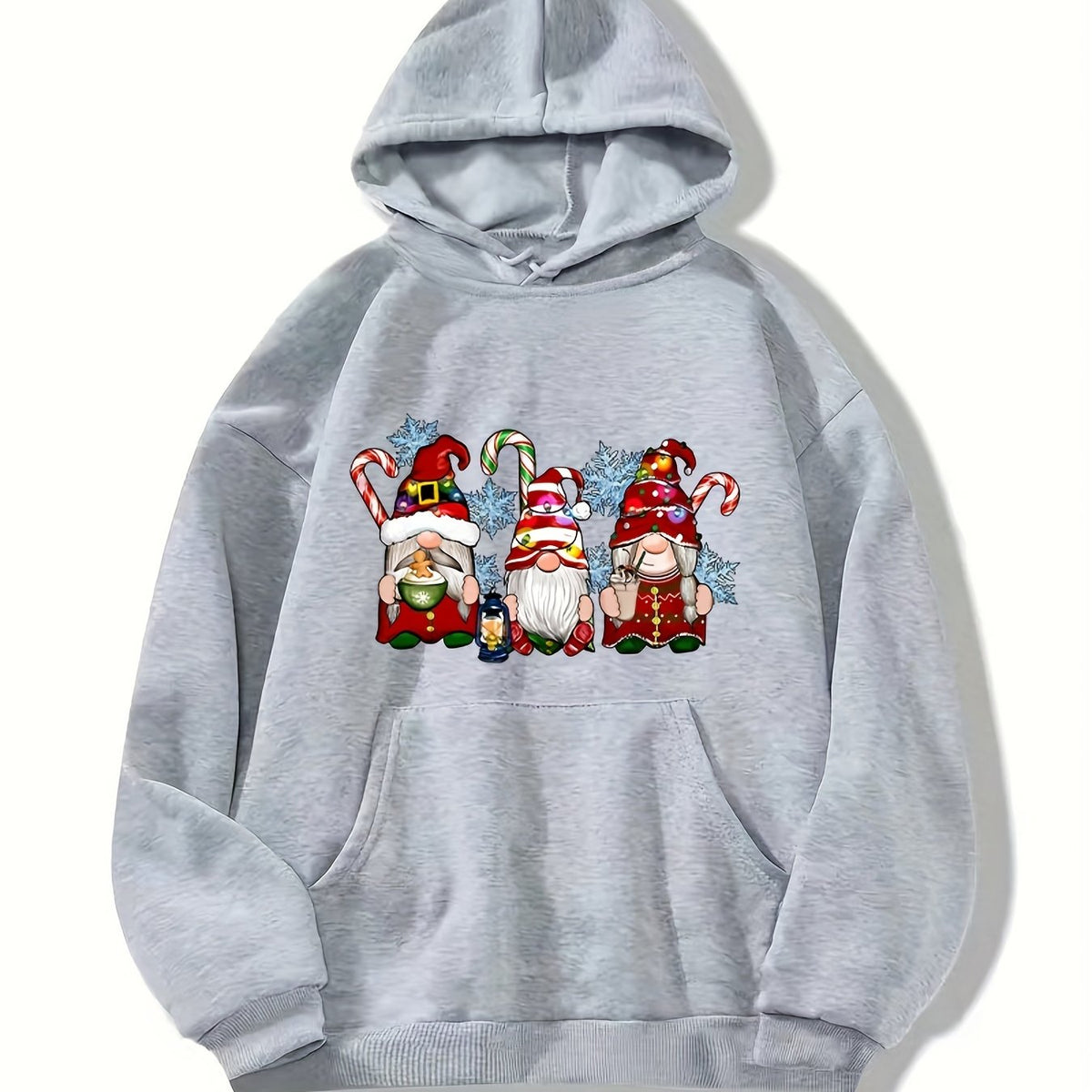 Christmas Gnomes Print Hoodie Casual Sweatshirt
