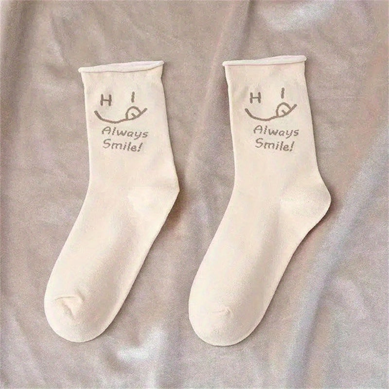 Letter & Food Print Socks Women's Stockings