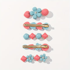 5pcs Pink Geometric Hair Clip for Women Girls