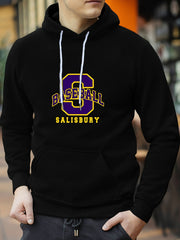 Number & Baseball Print Hoodie for Men
