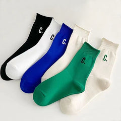 6 Pairs Letter Embroidery Crew Socks for Women