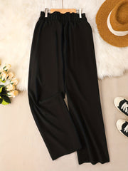  Women's Wide Leg Loose Trousers Elastic Waist