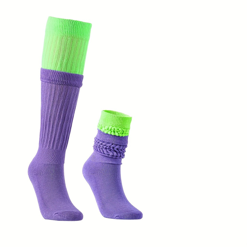 3 Pairs Colorblock Crew Socks Women's Stockings