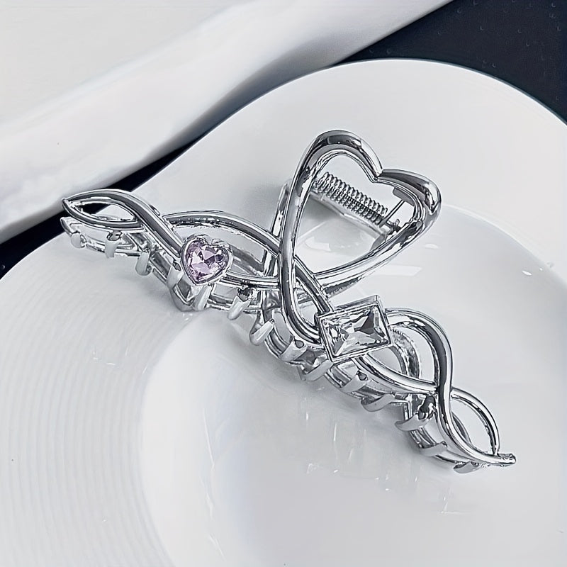 Twisted Hair Claw Rhinestone Zircon Shark Claw Ponytail Holder Hair Accessory
