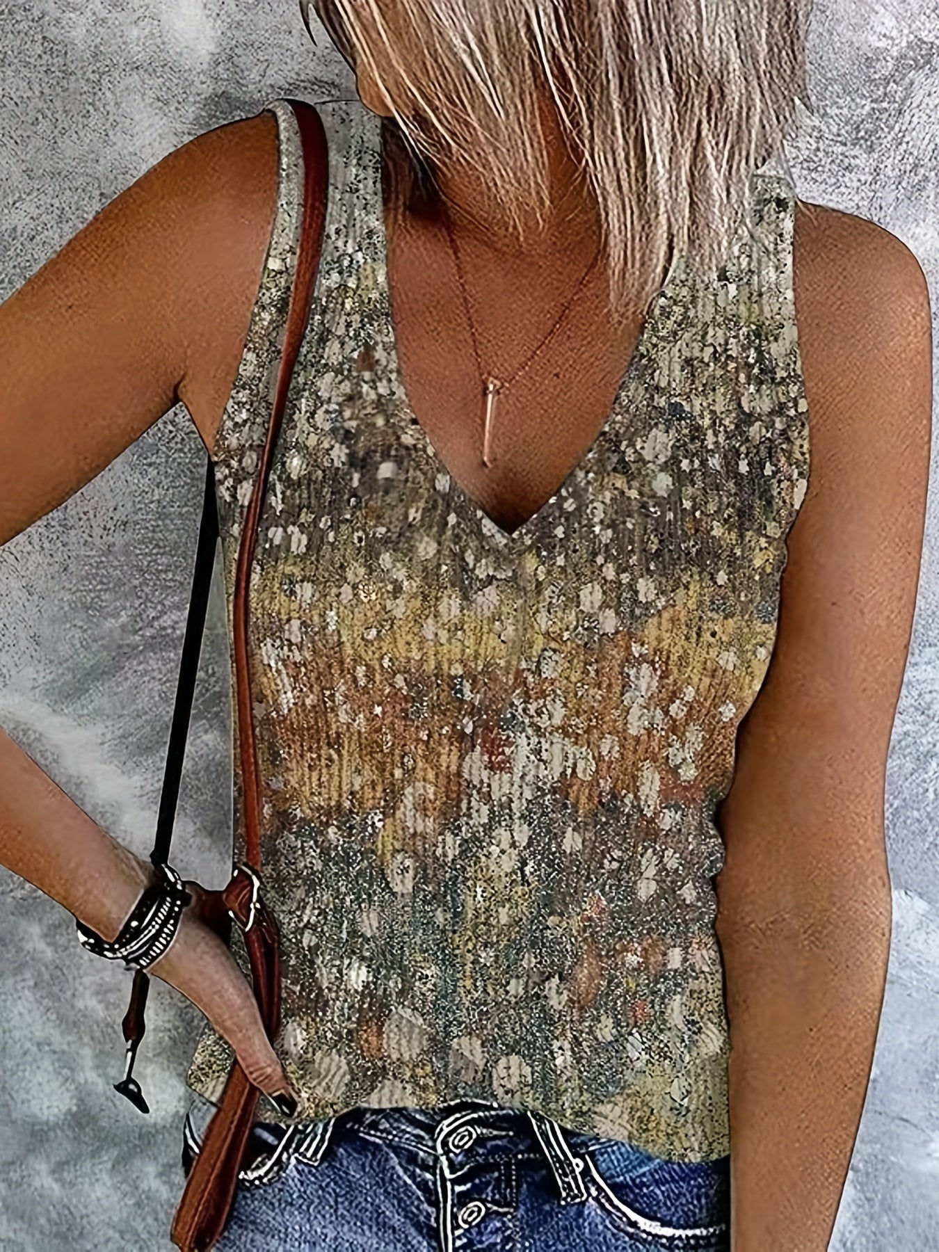  Tie Dye V Neck Tank Top