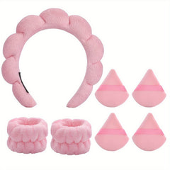 7 Pcs Spa Hair Accessories Headband Makeup Sponge Wristband for Women