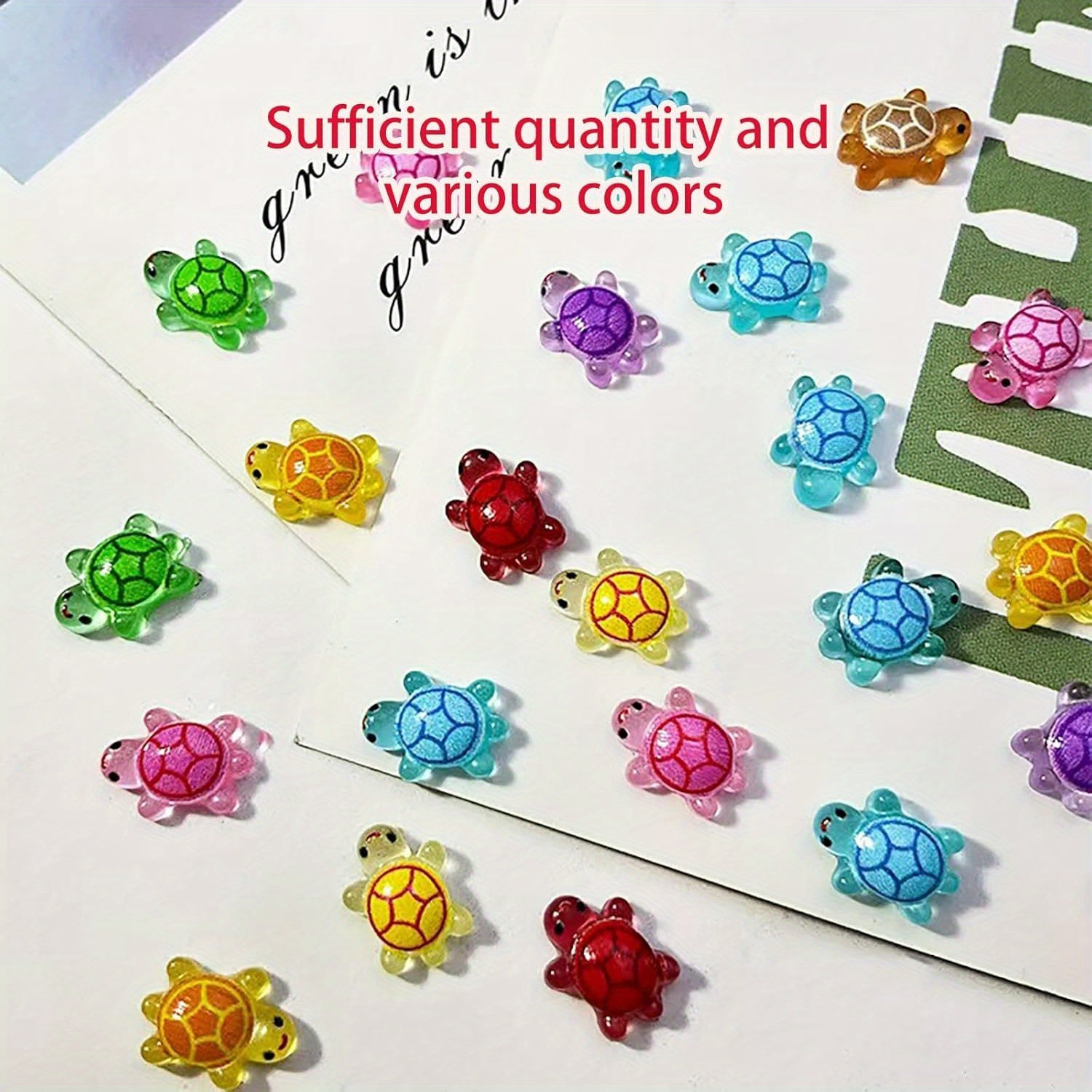 20pcs Glow in the Dark Turtle Figurines Colorful Resin Miniatures