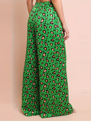  Leopard Print Wide Leg Trousers