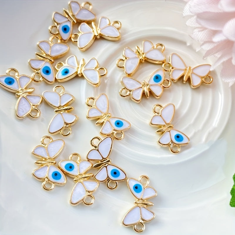 5pcs Devil's Eye & Butterfly Oil Alloy Pendants Bracelet Necklace Earrings