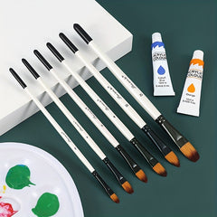 6-Piece Nylon Hair Brushes Set for Watercolor and Acrylic Painting