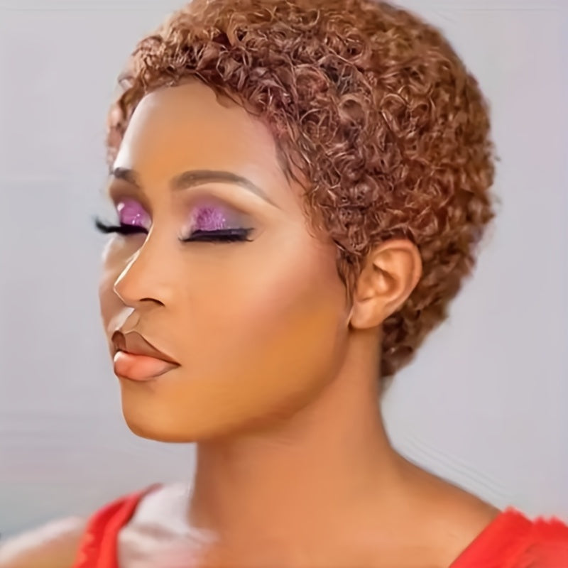 Short Pixie Cut Wigs For Women Short Curly Wavy Human Hair Wigs
