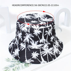 Coconut Tree Reversible Bucket Hat Fisherman Cap Sunscreen