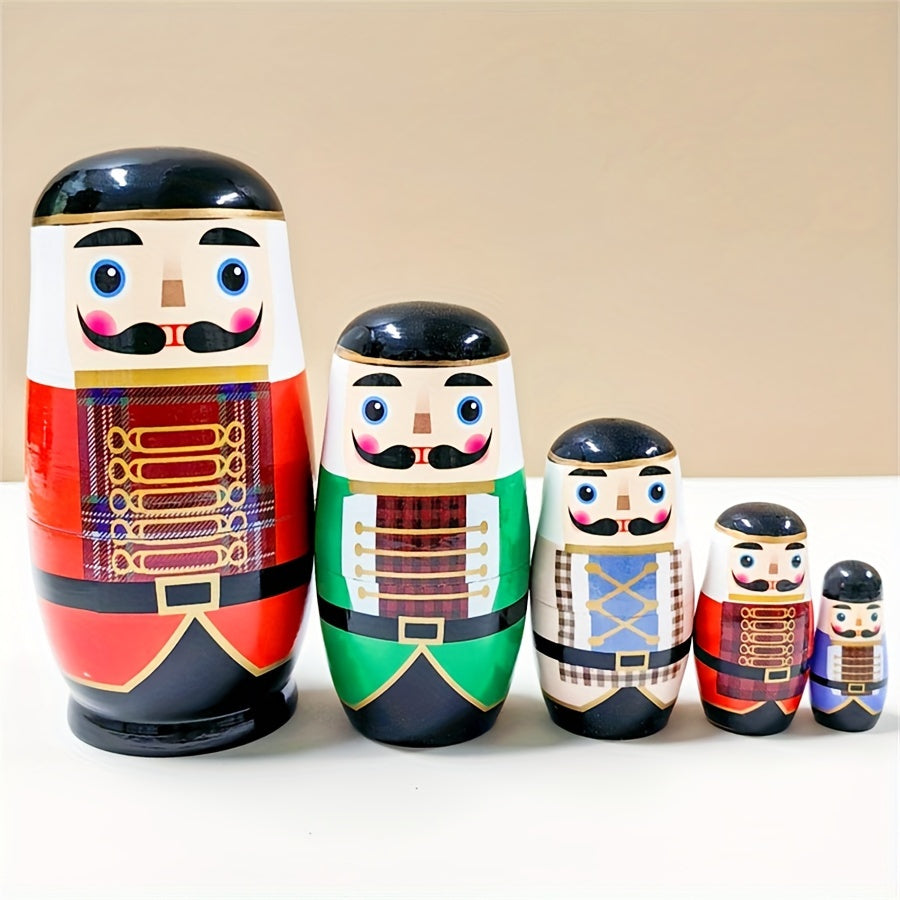 Colorful Wooden Nesting Dolls Set Educational Stackable Toys for Kids
