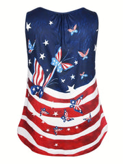  Independence Tank Top Women's Plus Flag Print