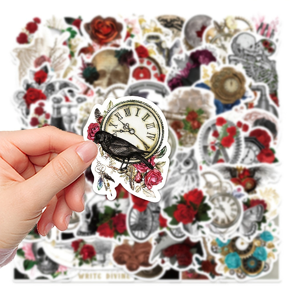 50pcs Steampunk Rose Waterproof Sticker Toy Refrigerator Water Cup Decoration