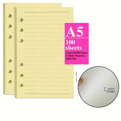 A5 Filler Paper 6 Hole Punched 100gsm Lined 100 Sheets
