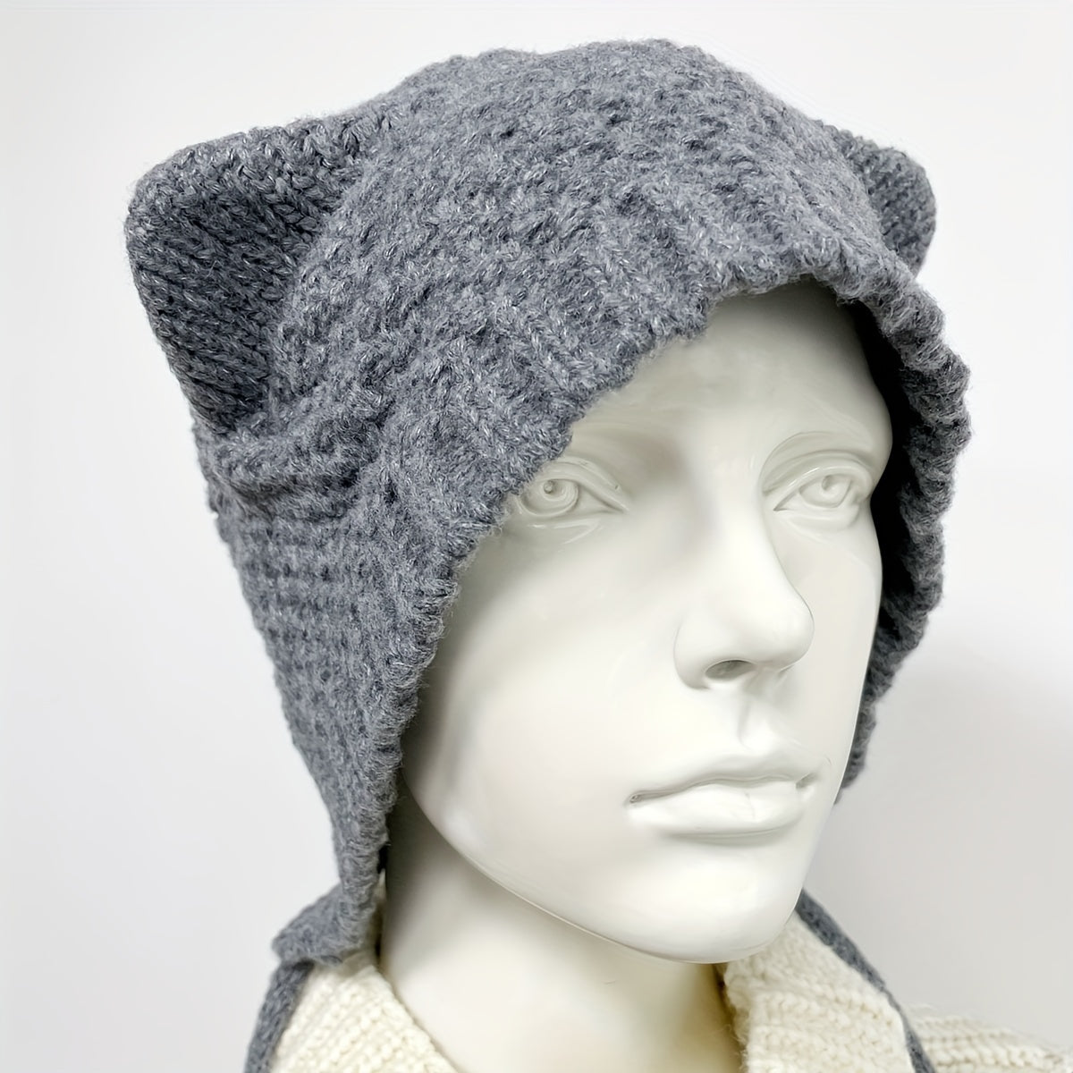 Cartoon Cat Ear Beanie Knit Hat for Women Men