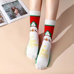 Christmas Cartoon Print Socks, Comfy & Soft Women's Stockings