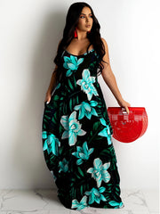  Boho Dress Floral Print V Neck Maxi Dress