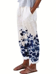 Women's Plus Floral Print High Rise Loose Trousers