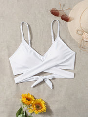  Bikini Top Solid Cross Tie Back Beach Bra