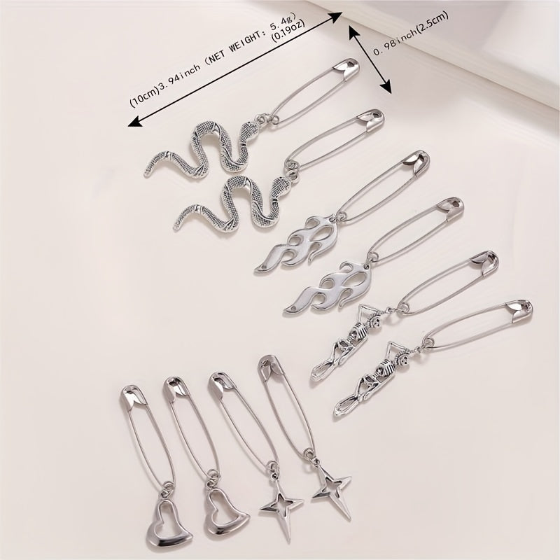 Gothic Style Hair Pin Snake Skull Shape Silvery Pin Halloween Hair Accessories
