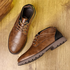 Men's Retro Ankle Boots PU Leather Lace-up Outdoor Shoes
