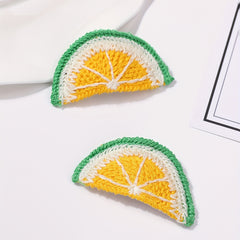2pcs Lemon Hair Clips Knitted Sweet Side Hair Accessory