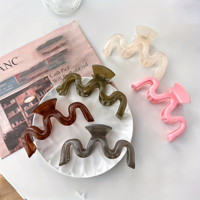 5pcs Jelly Hair Claw Wavy Hair Claw Non-slip Ponytail Holder