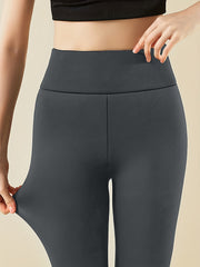 Fleece Liner Yoga Pants Slim Fit High Waist Mid Stretch Keep Warm Workout Pants