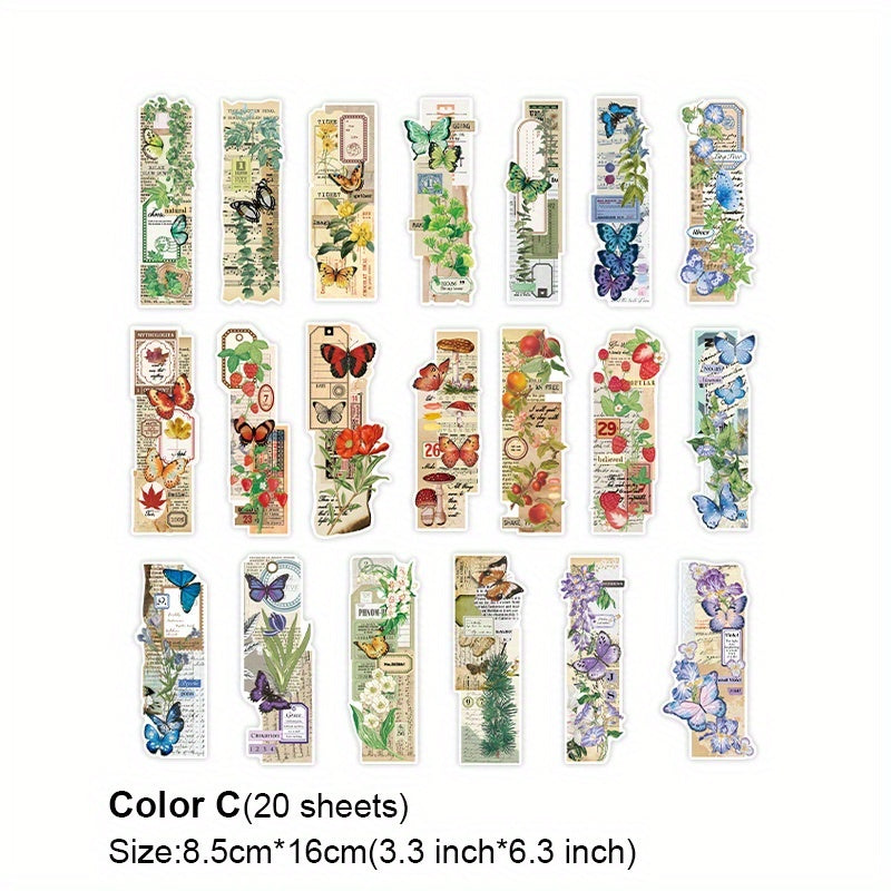 20 Plant & Butterfly Stickers for DIY Art Journaling Scrapbooking
