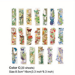 20 Plant & Butterfly Stickers for DIY Art Journaling Scrapbooking