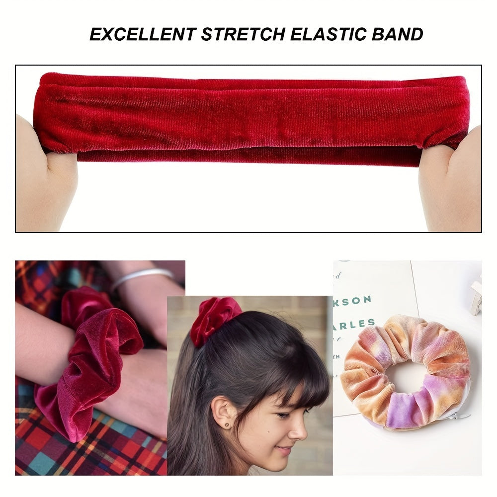 9 Pcs Velvet Scrunchies Hair Elastic Headband Hair Accessories For Girls Women