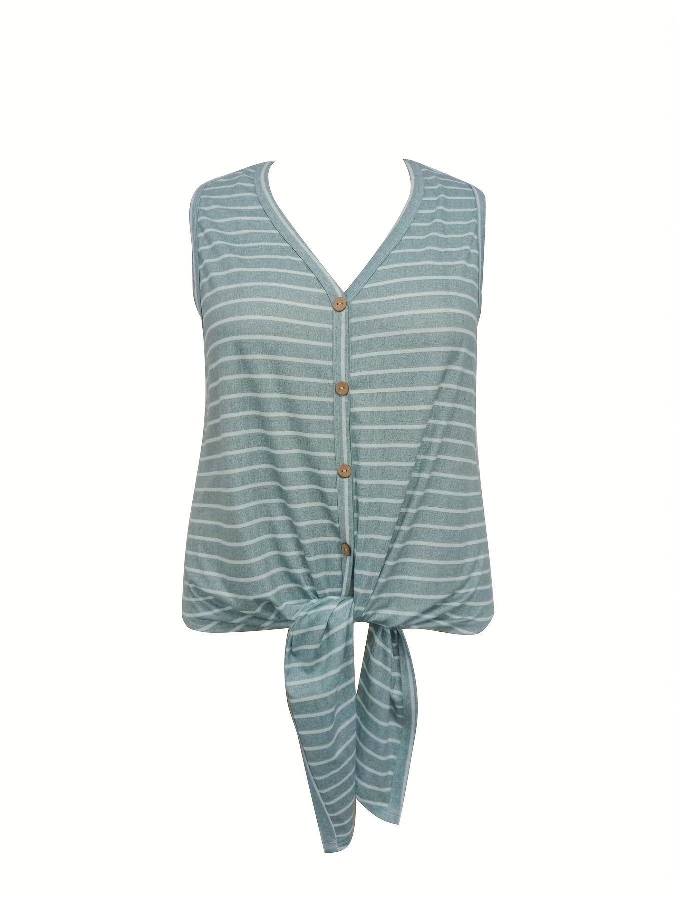  Nautical Stripe V Neck Tank