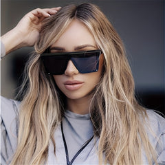 Oversized Flat Top Sunglasses Y2K Rivet Square Frame Glasses UV400