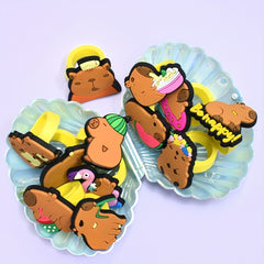 12pcs Animal Cartoon Rings Capybara Image Happy Capybara Ring Birthday Party