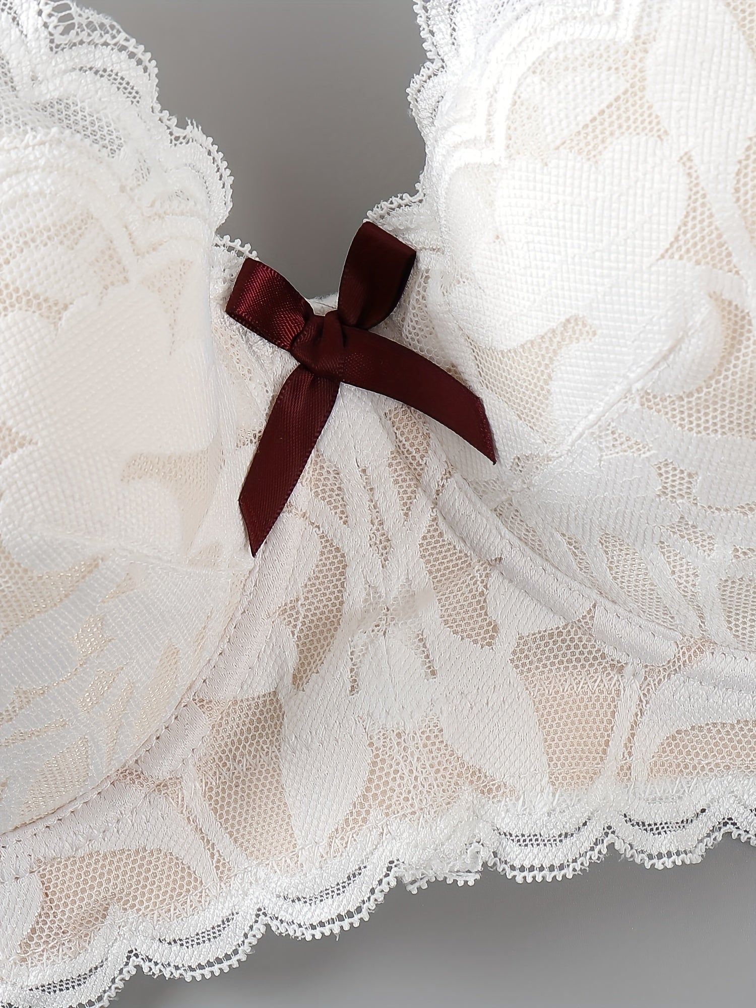  Bra Women's Plus Floral Lace Push Up Bow Front Soft Underwire Bra